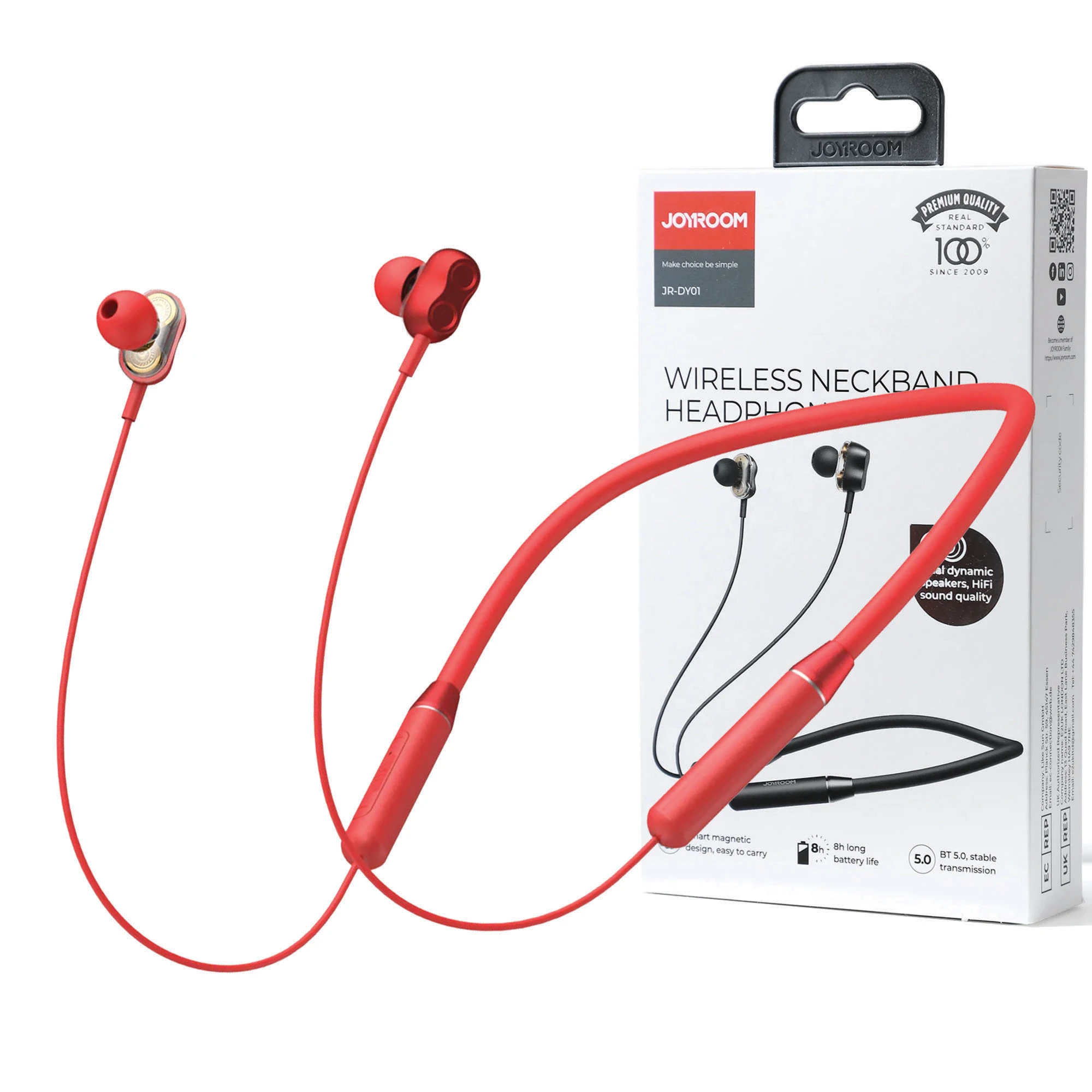 Joyroom Jr Dy01 Wireless Magnetic Neckband Headphone Red1680240988