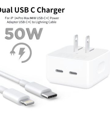 Iphone 14 Pro 2 Pin Us Pin 50w Usb Cc Power Adapter With Usb C To Lightining Cable