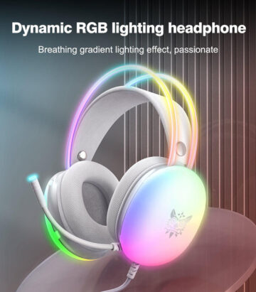 Onikuma X25 Pro Rgb Head Beam With Mic 35mm Wired Earphones Durable Stereo Surround Gaming Headset White