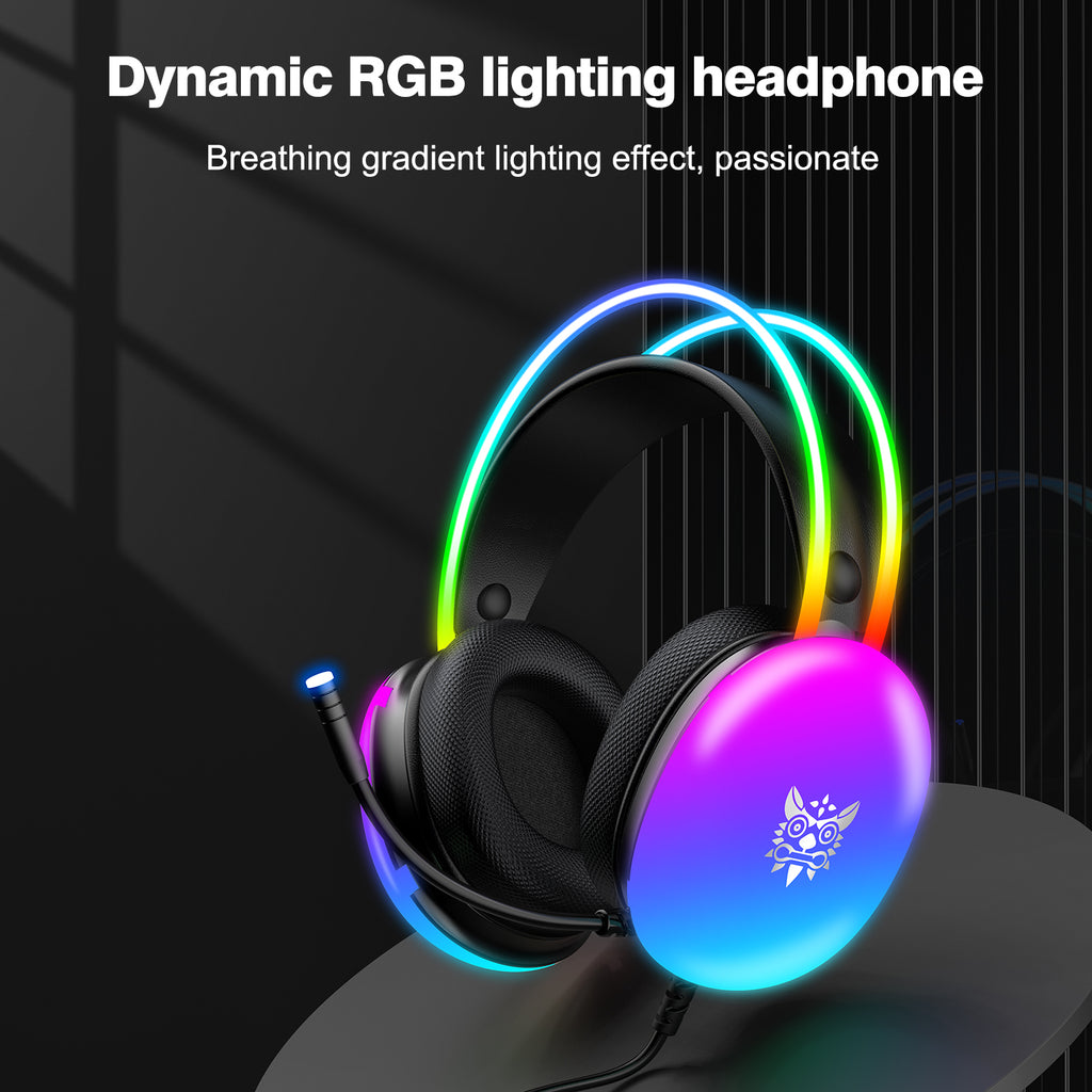 Onikuma X25 Pro Rgb Headset With Mic 35mm Wired Earphones Durable Stereo Surround Black